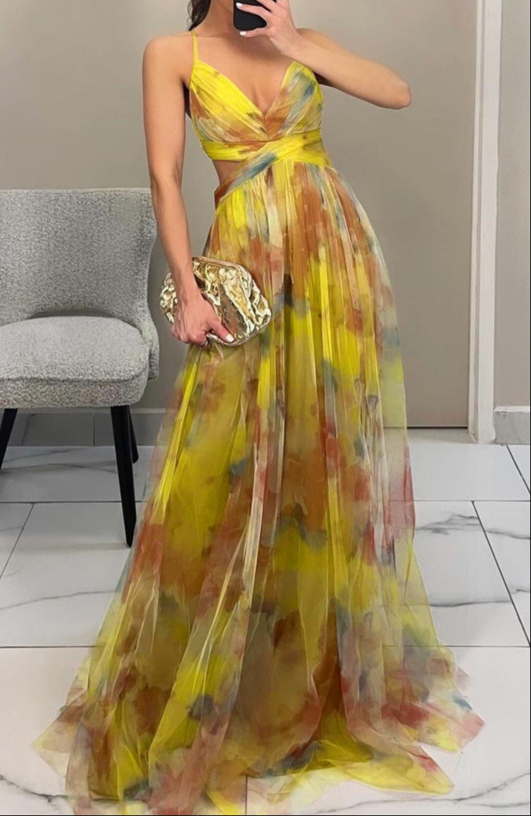 Colorful Tulle Maxi Summer Wedding Guest Dress