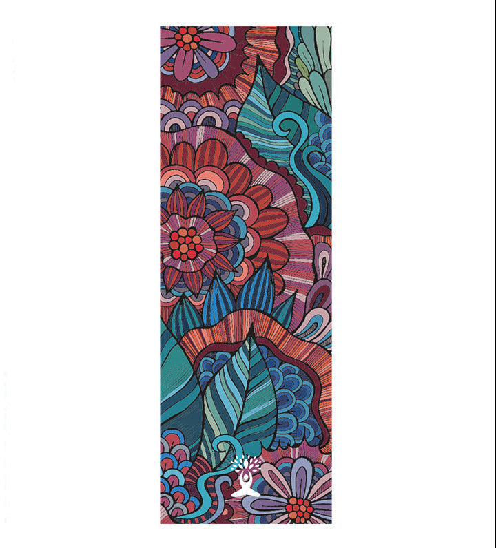 Colorful floral and abstract design on a white background with dimensions 63*185cm.
