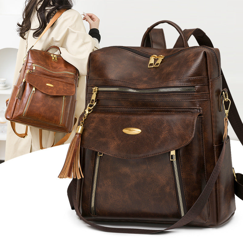 Convertible Bohemian Vegan Leather Backpacks with Multiple Pockets
