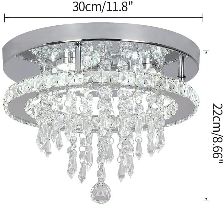 Crystal chandelier with dimensions on a white background