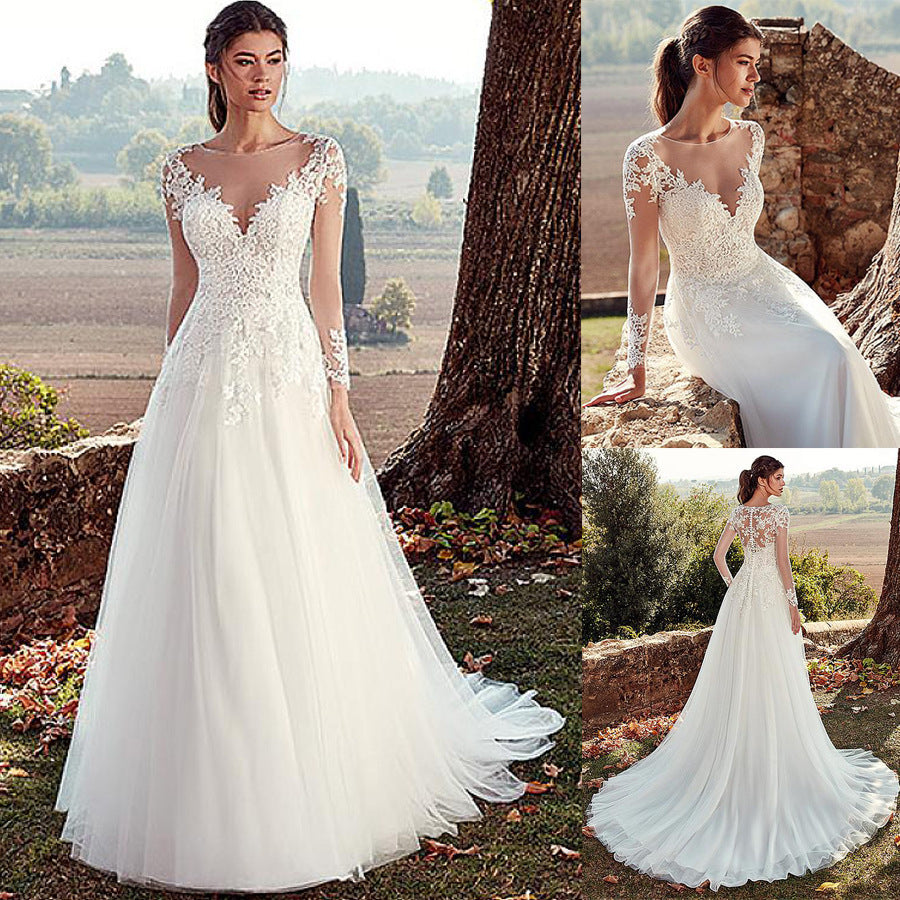 Elegant Boho Long Sleeve Wedding Dress