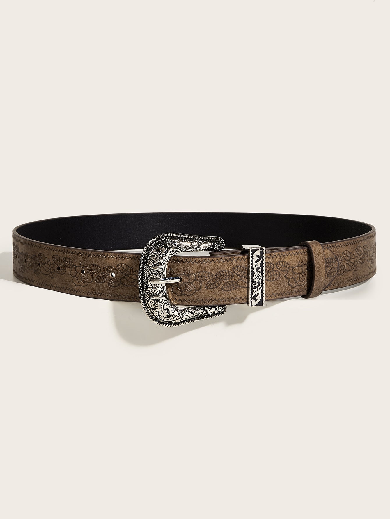 Embossed Pattern Western Buckle Belt