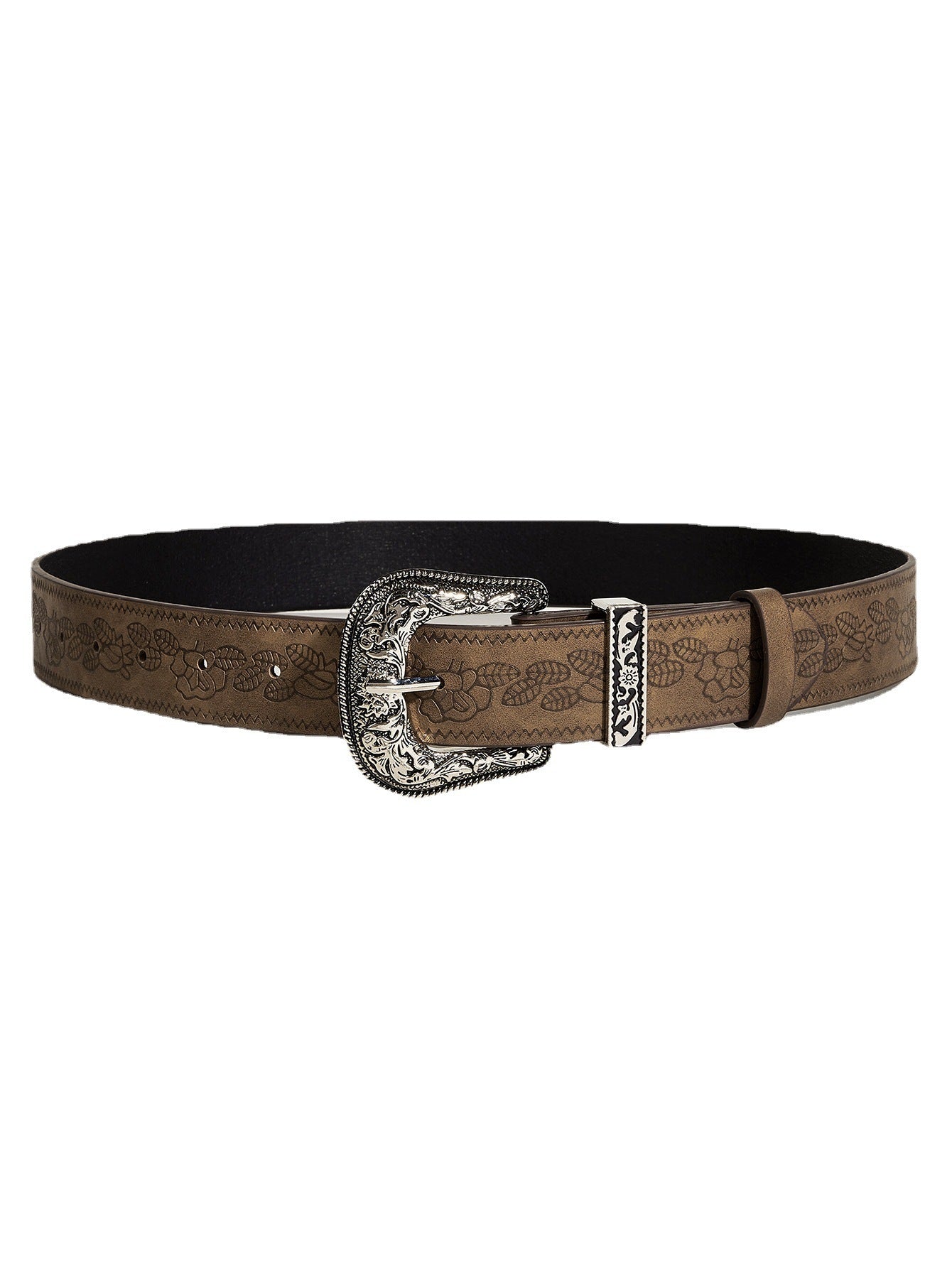 Embossed Patterned Western Buckle Belt