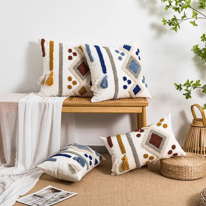 Embroidered Boho Throw Pillow Cover