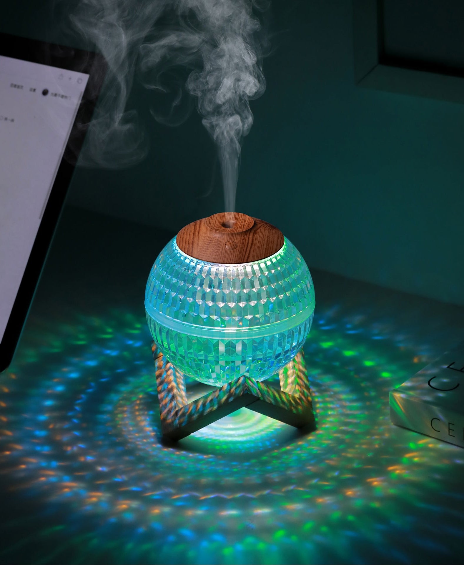 Ethnic Style Crystal Humidifier with Colorful LED Lights