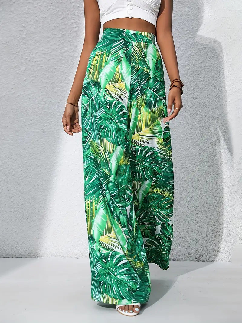 Exotic Printed High Rise Wide Leg Bohemian Trousers