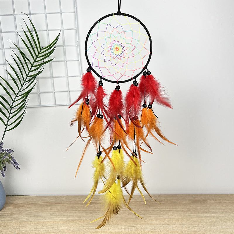 Feather Dreamcatcher in Red, Orange and Yellow