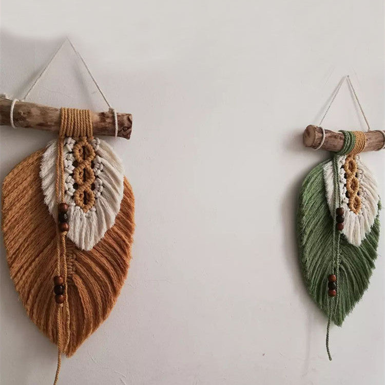 Feather Macrame Hanging with Wood