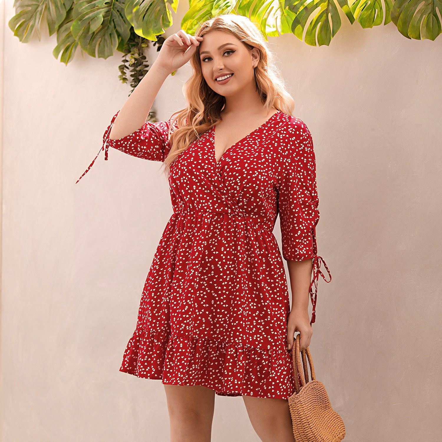 Floral Long Sleeve Plus Size Mini Dress