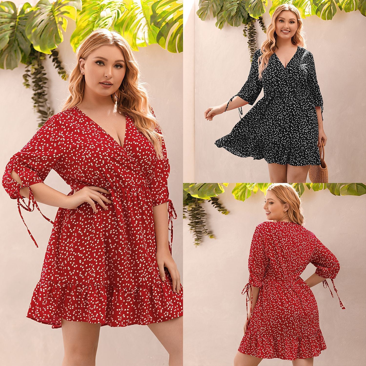 Floral Long Sleeve Plus Size Mini Dress