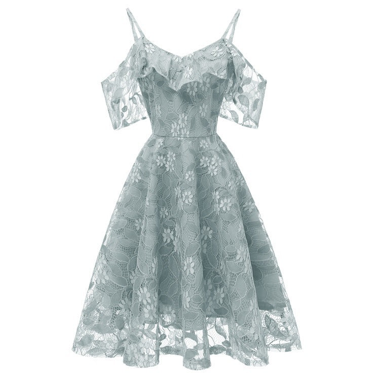 Lace dress with floral patterns on a white background