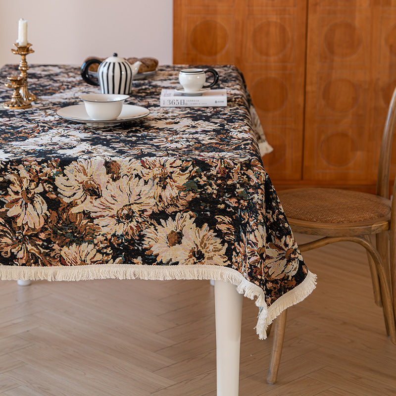 black Flower Pattern Tablecloths