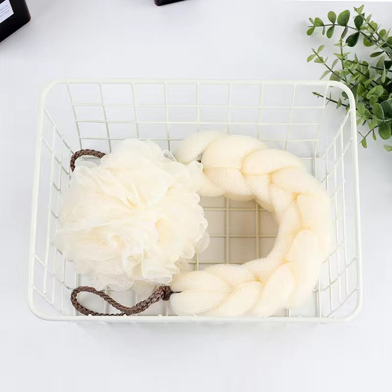 beige Foaming Bath Sponges Set