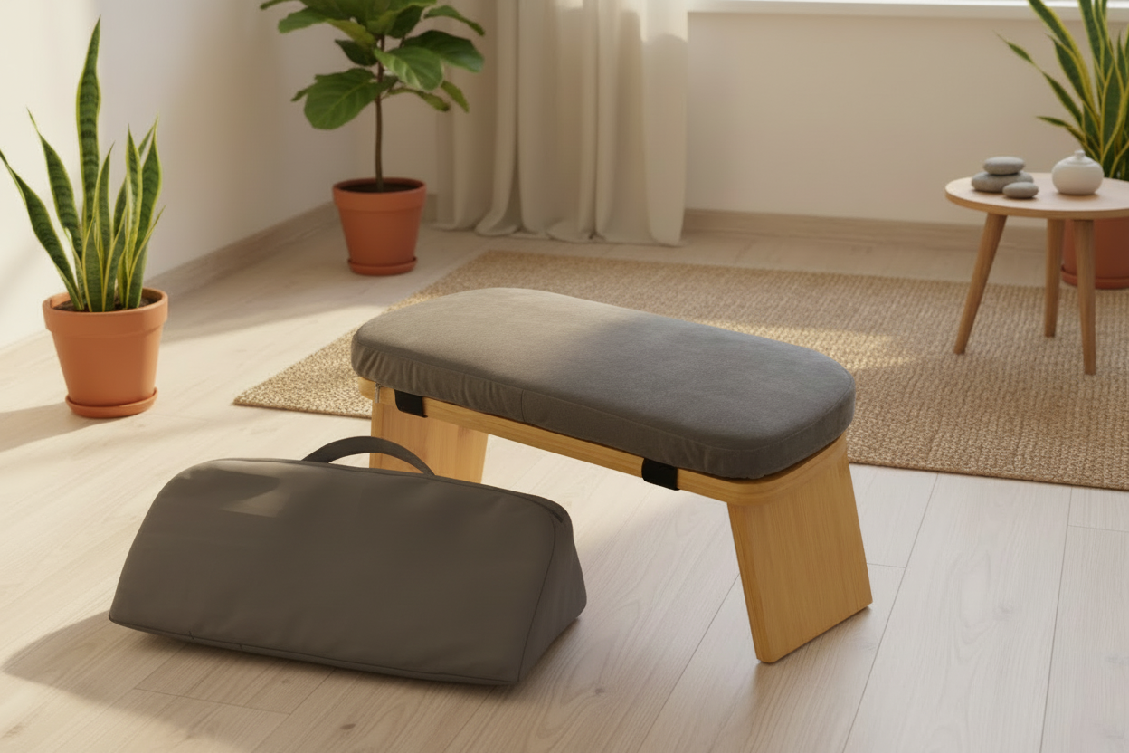 Foldable Meditation Stool with Cushion and Carry Bag