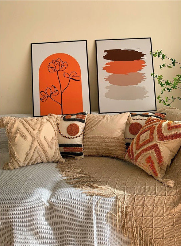 Geometric Plush Pattern Pillow Cover Bohemian Style