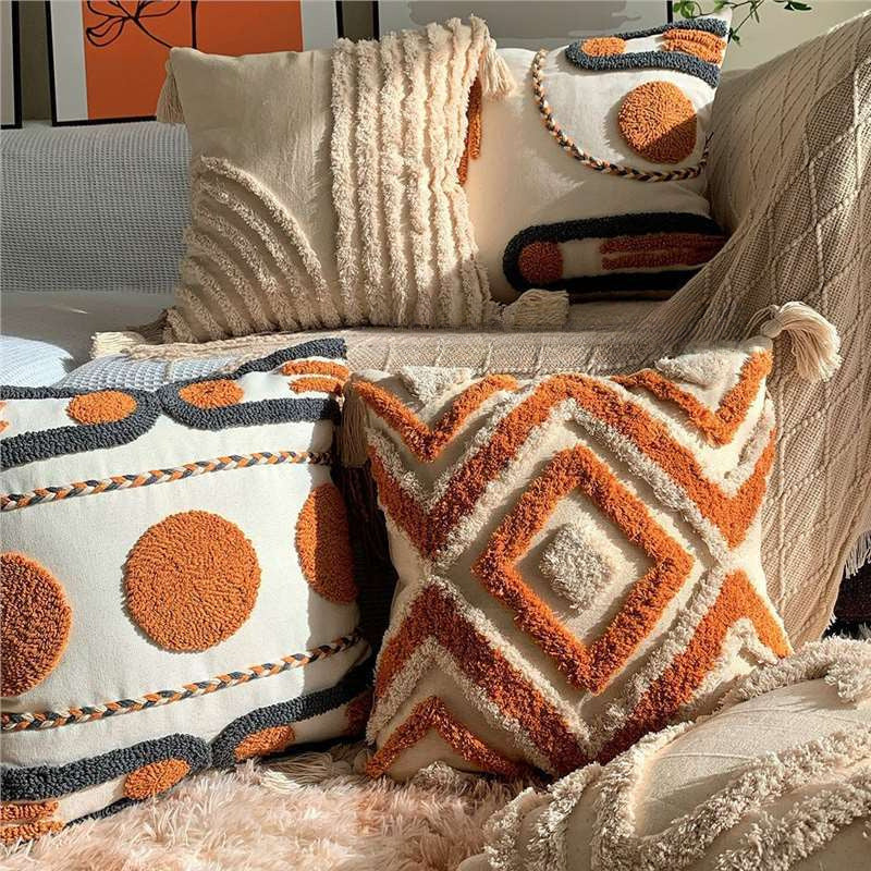 Geometric Plush Pattern Pillow Covers Bohemian Style