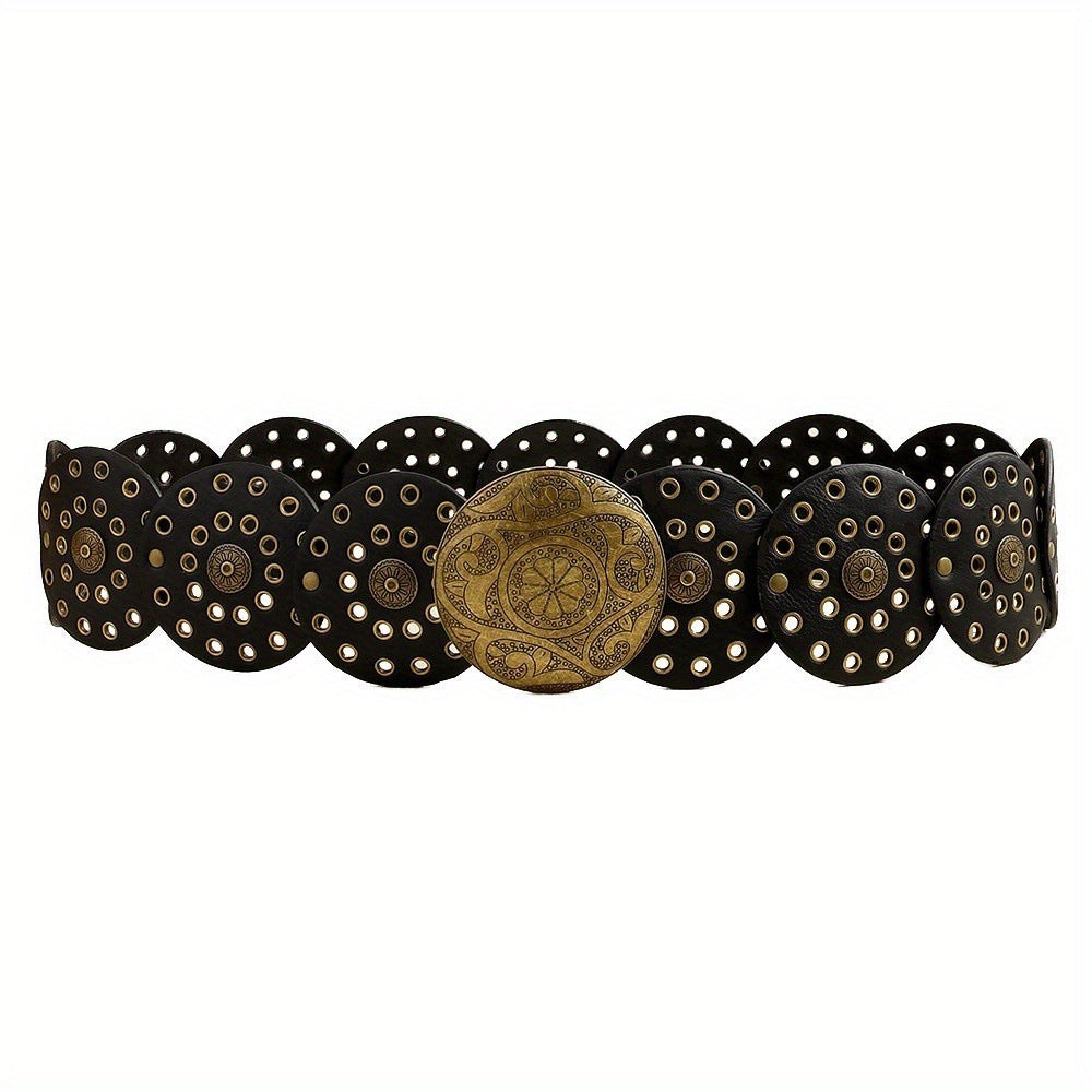 Black and Gold Disc Belt for Women