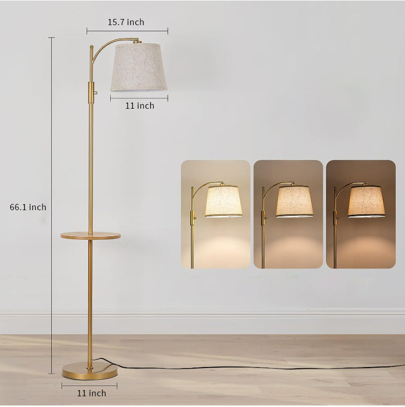 Golden Bohemian Floor Lamp with Shelf Table