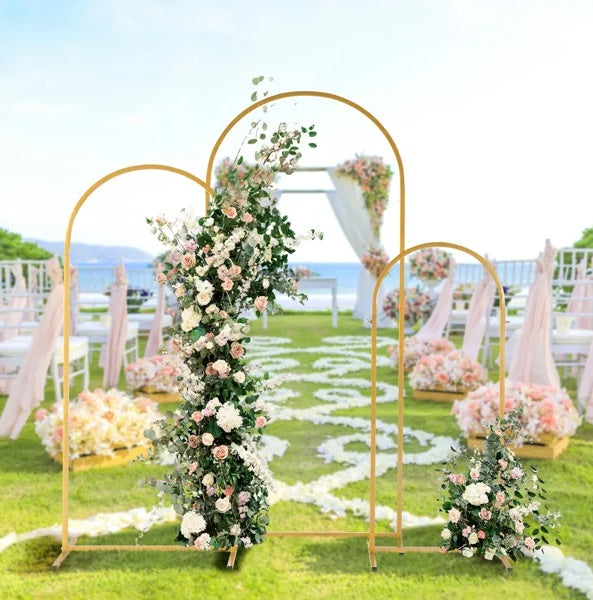 Golden Three Piece Wedding Arch Set