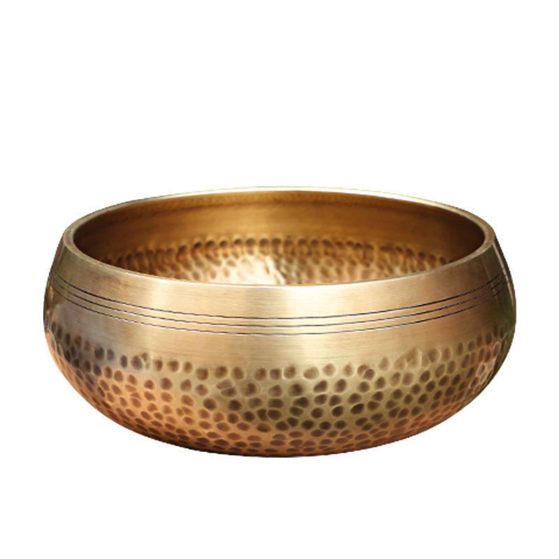 Golden Tibetan Singing Bowl with Cushion Ring and Mallet