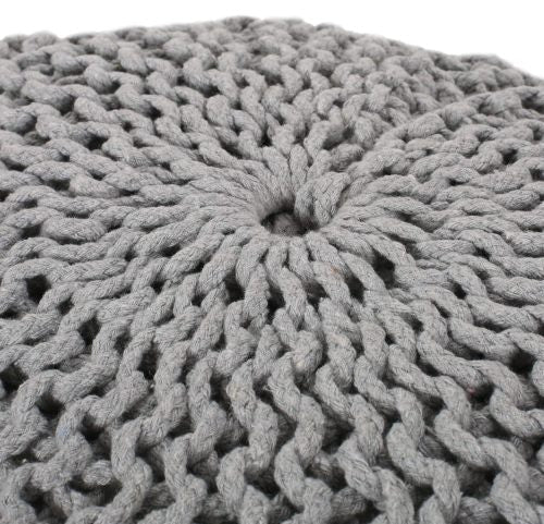 Gray Crochet Round Pouf