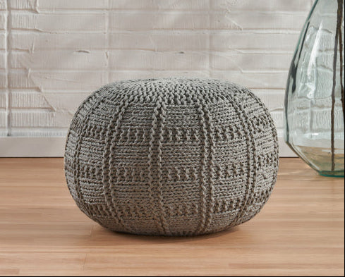 Gray Crocheted Round Poufs