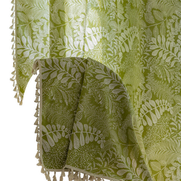 Green Leaf Pattern Curtains