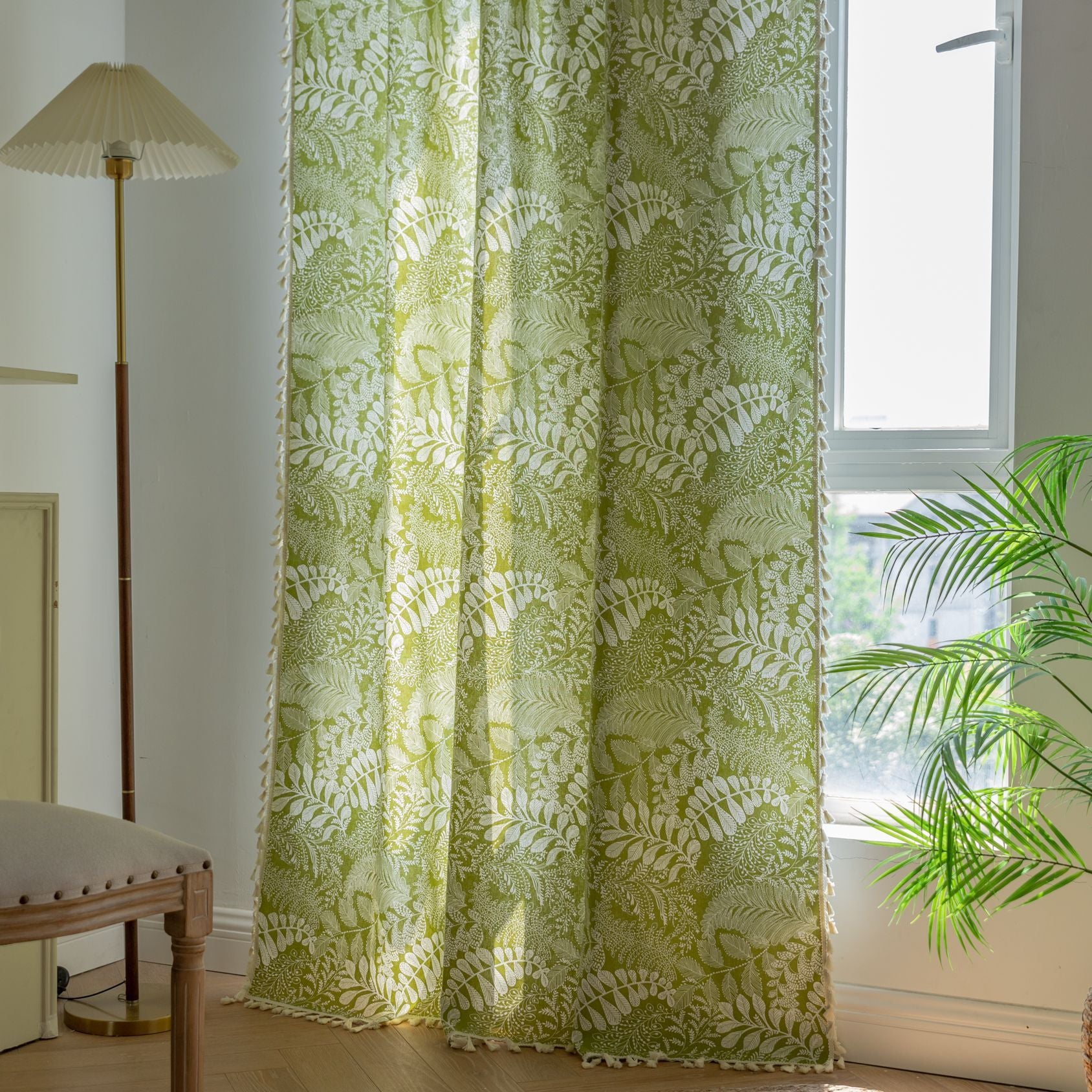 Green Leaf Pattern Curtains