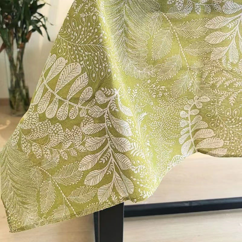 Green Plant Print Tablecloth