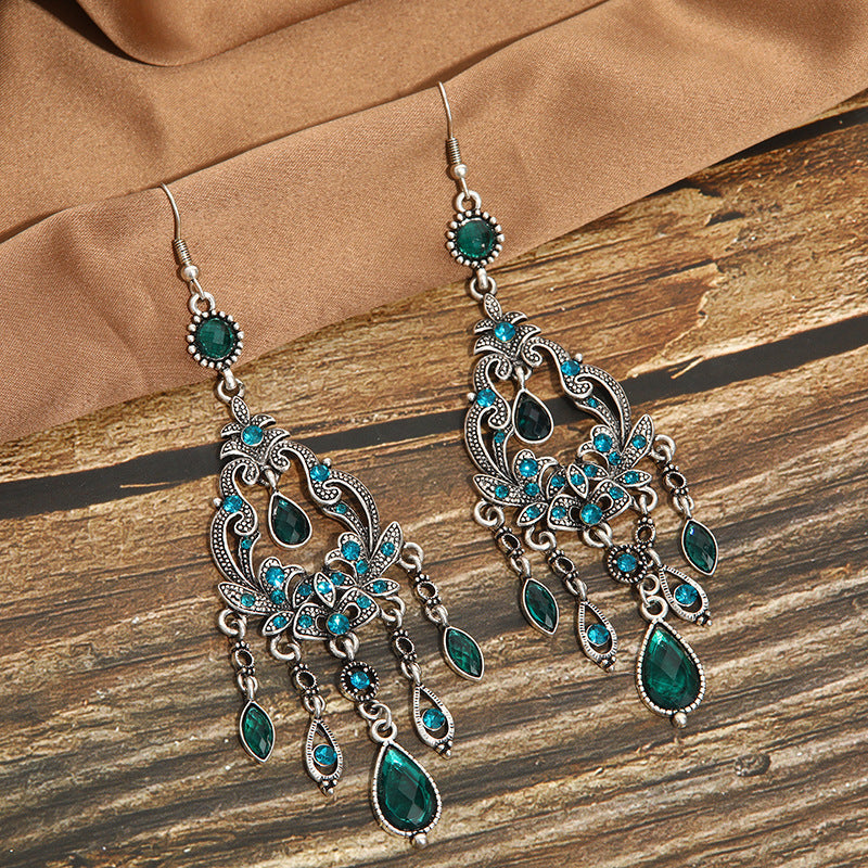 Green and Silver Vintage Style Earrings
