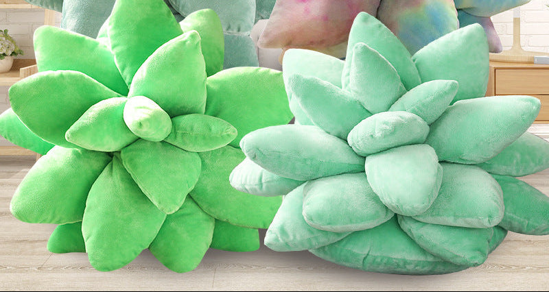 Green Succulent Plant Shaped Throw Pillow
