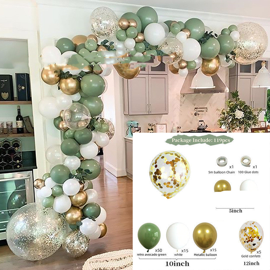 Green, Gold and White Bohemian Wedding Balloon Decorations
