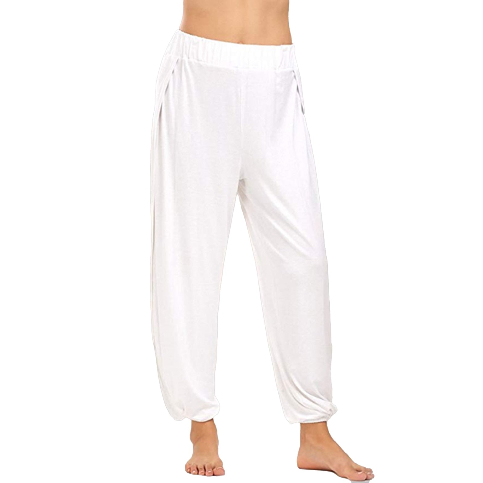Harem Yoga Pants with Side Cutouts white
