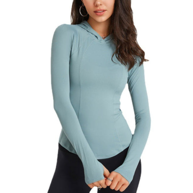 Hooded Yoga Blouse with Long Sleeves