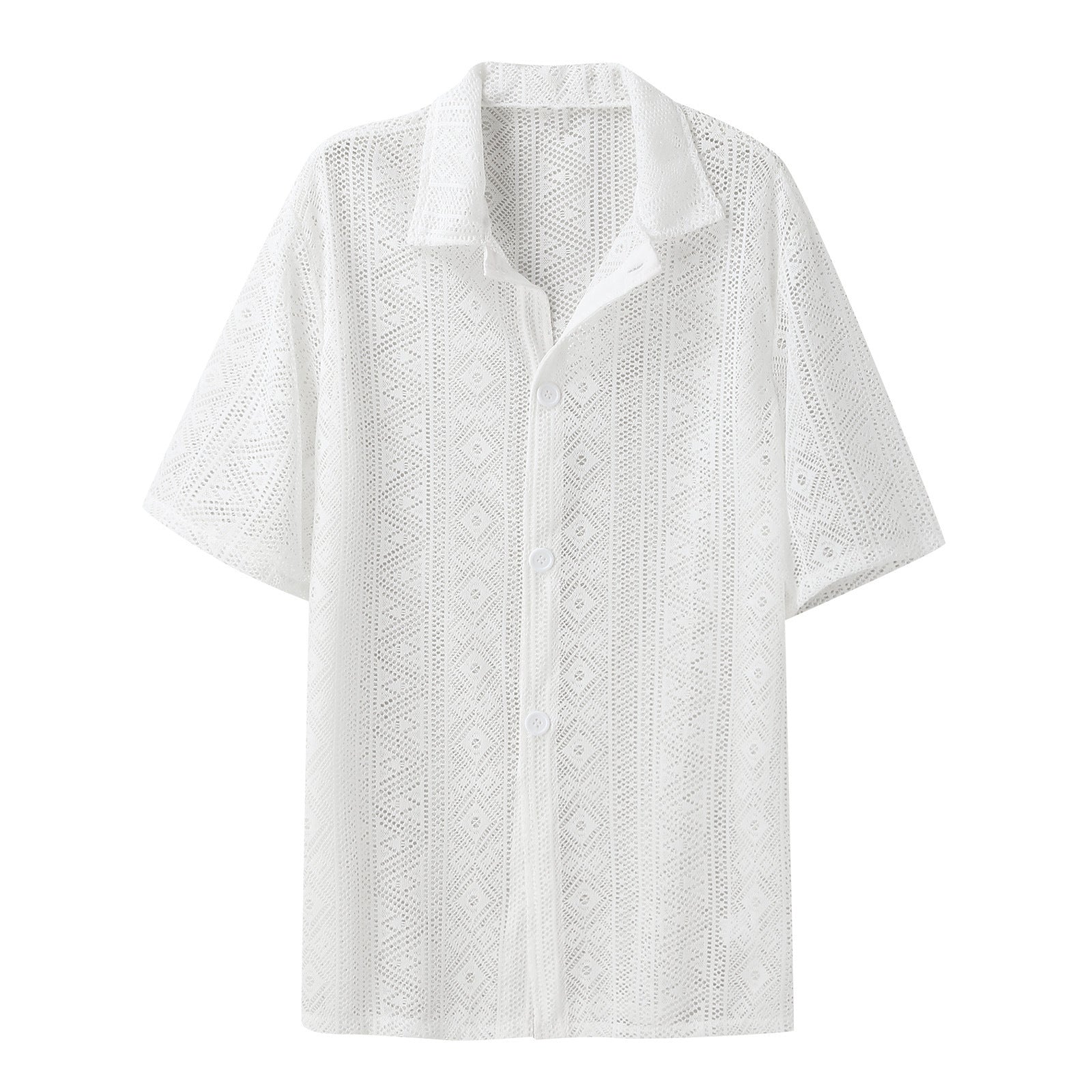 White Lace Bohemian Shirt for Men