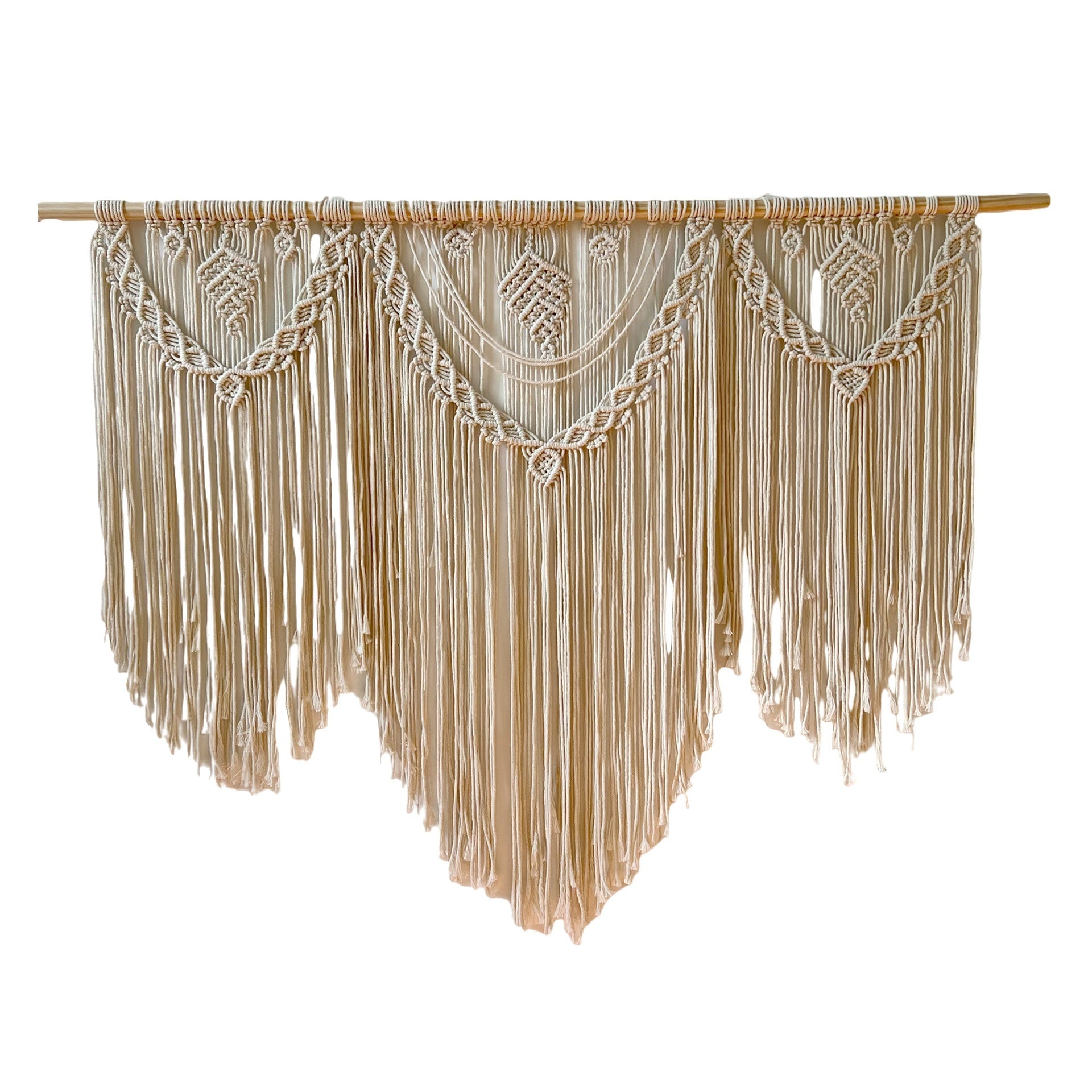 Large Beige Bohemian Wall Macrame
