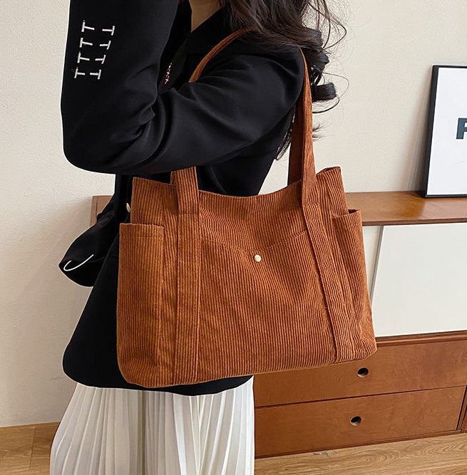 Large Boho Corduroy Tote Bag