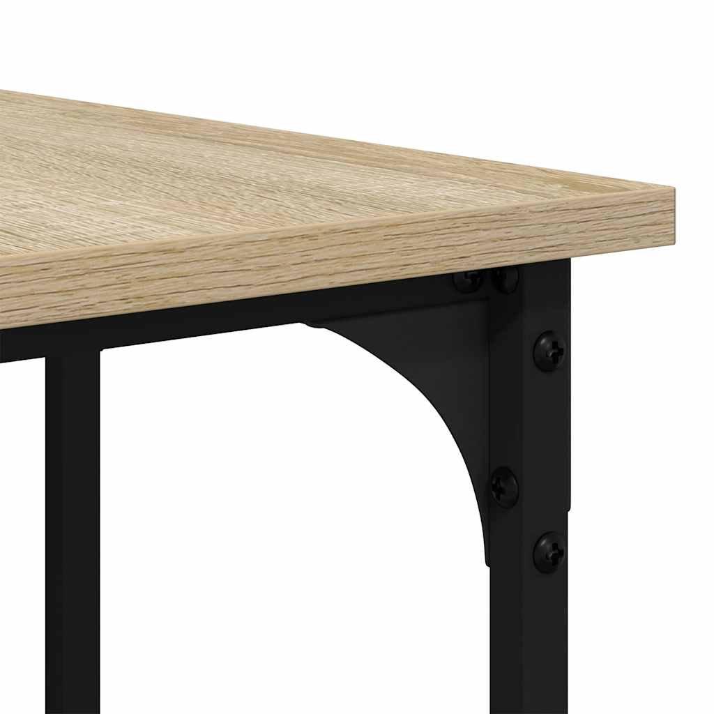 Large L-Shaped Desk Black Metal Frame and Wooden Surfaces
