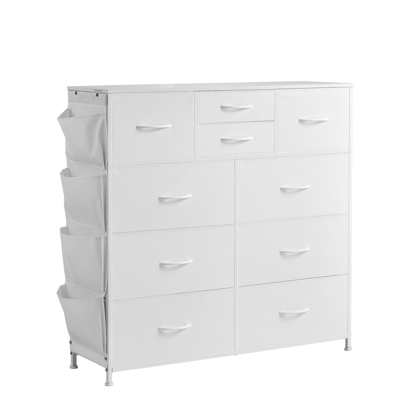 Large White Dresser with Soft Fabric Drawers