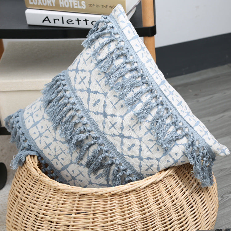 Light Blue Woven Cushion Cover