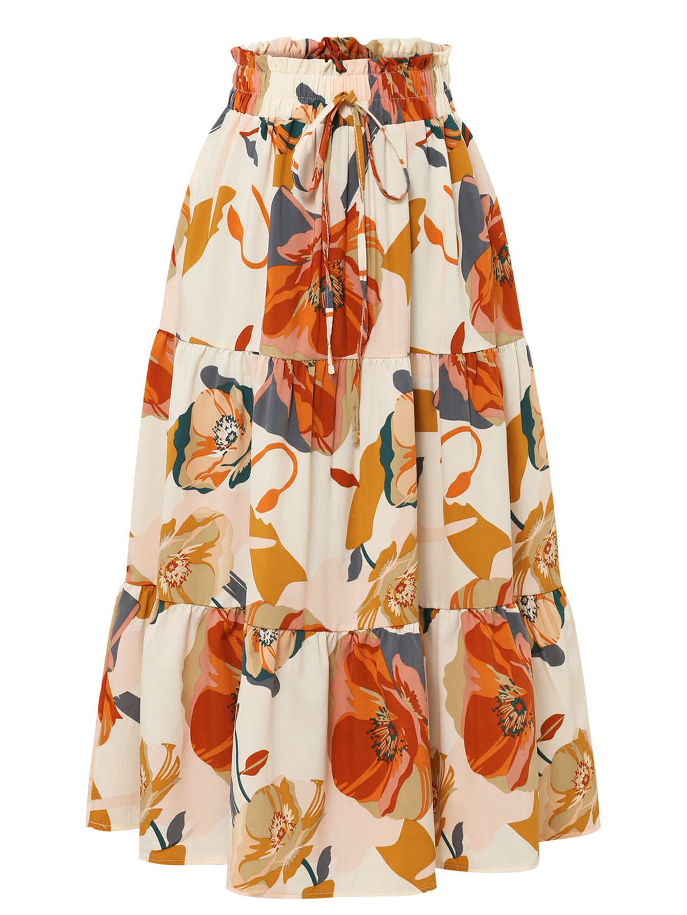 Long Bohemian Skirt with Flowers