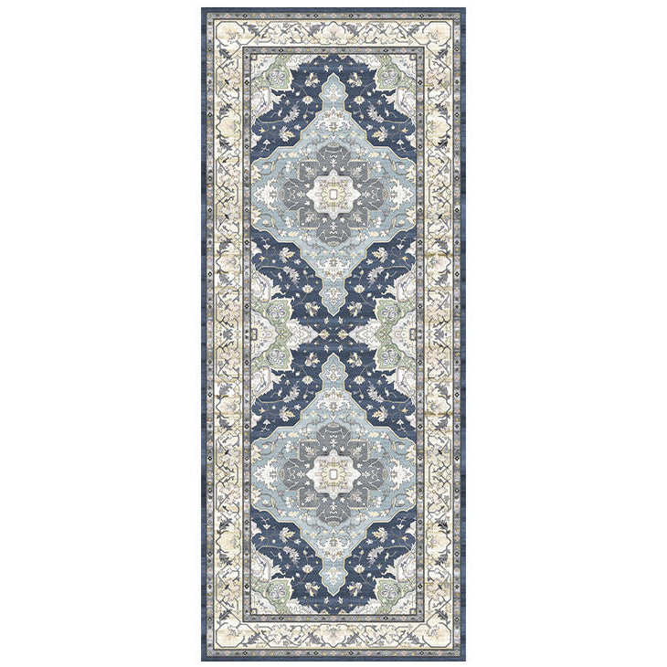 Decorative rug with a geometric pattern on a white background