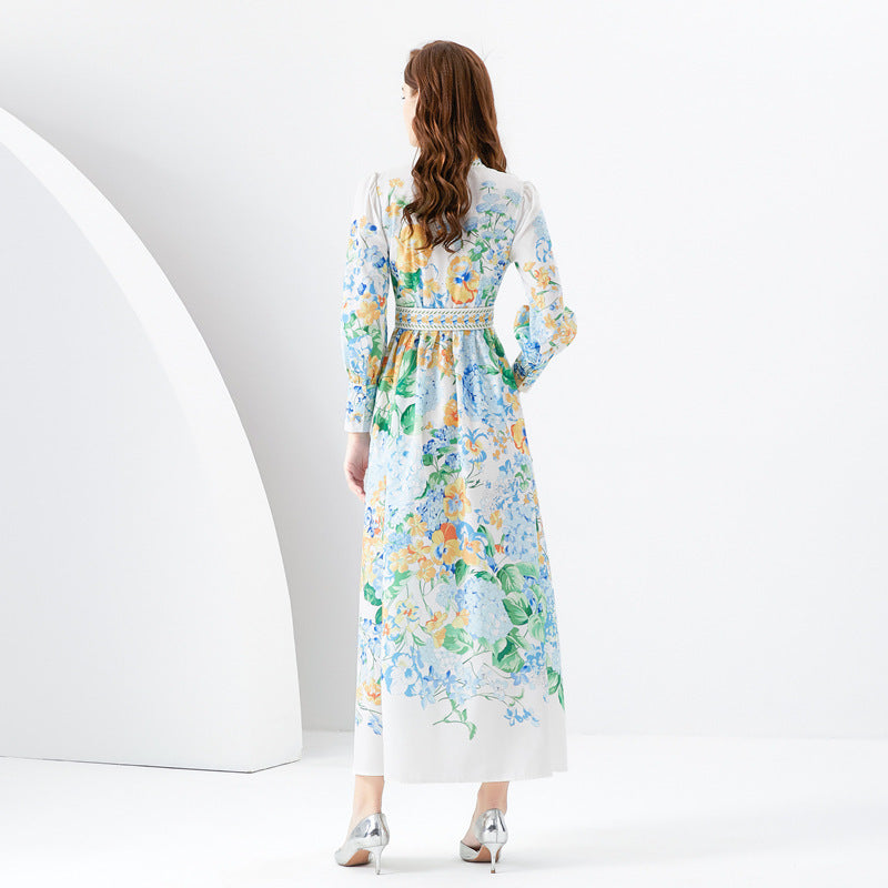 Long Sleeve Boho Chic Maxi Dress with Belt