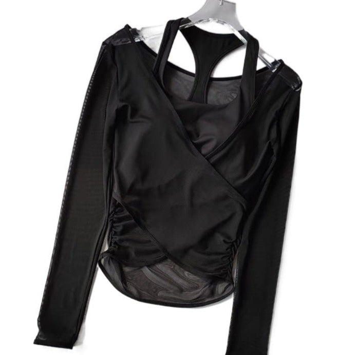Long Sleeve Yoga Blouse with Bult In Bra