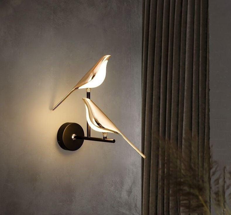 Magpie Bird Bedroom Bedside Wall Lamp