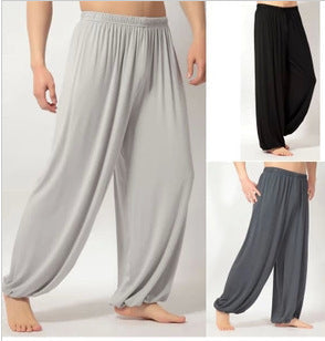Collage of gray and black wide-leg pants on people against a white background