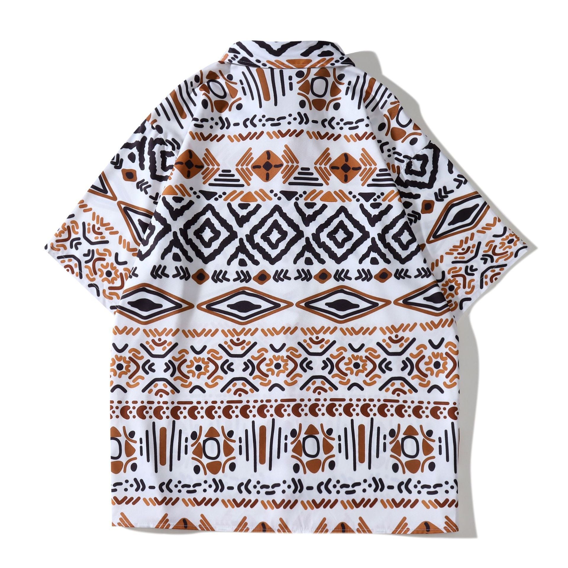 Men's Boho Pattern Shirt with Short Sleeves