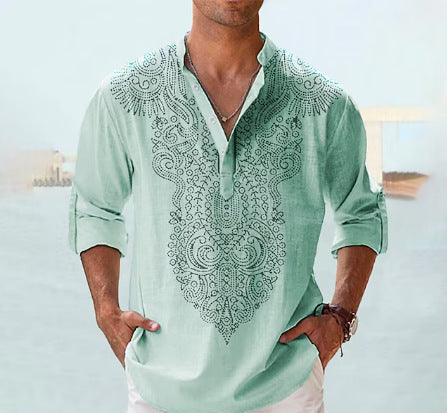 Mens Boho Chic Shirt with Half Sleeves