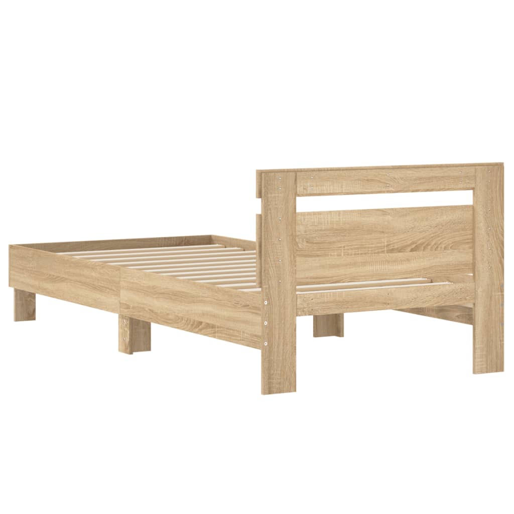 Wooden bed frame on a white background