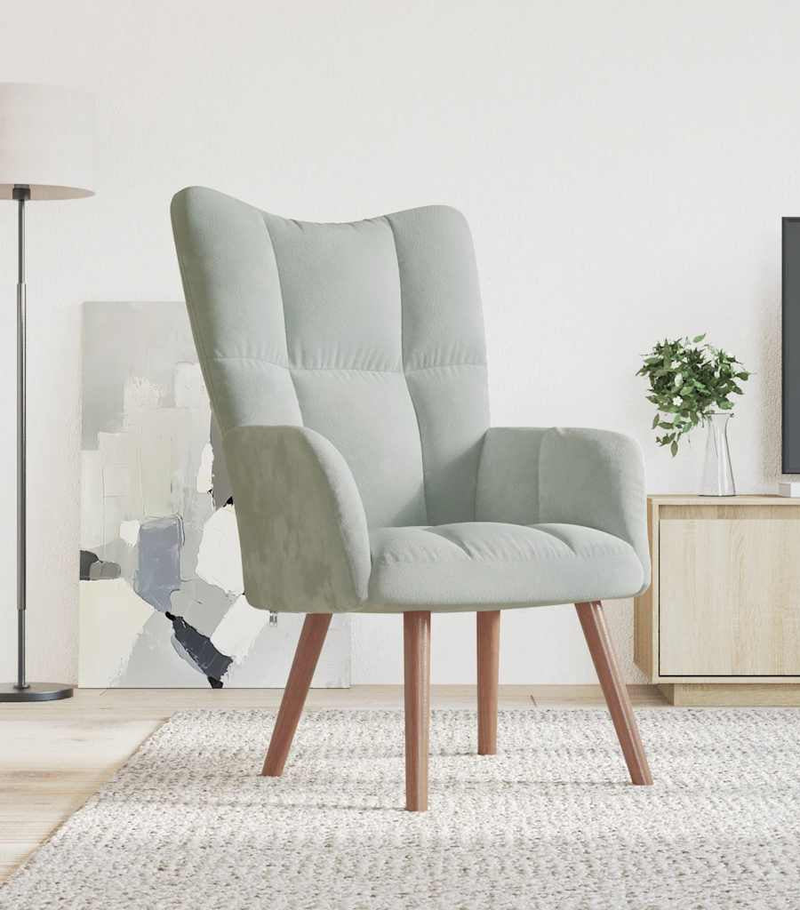 Modern Boho Accent Chair with Wooden Legs